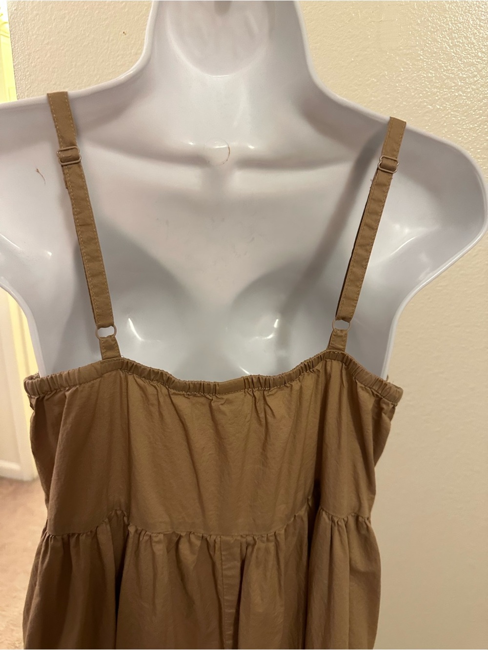 Old Navy Tan Cotton Blend Midi Dress |Adjustable Straps | Size Small - Picture 4 of 7